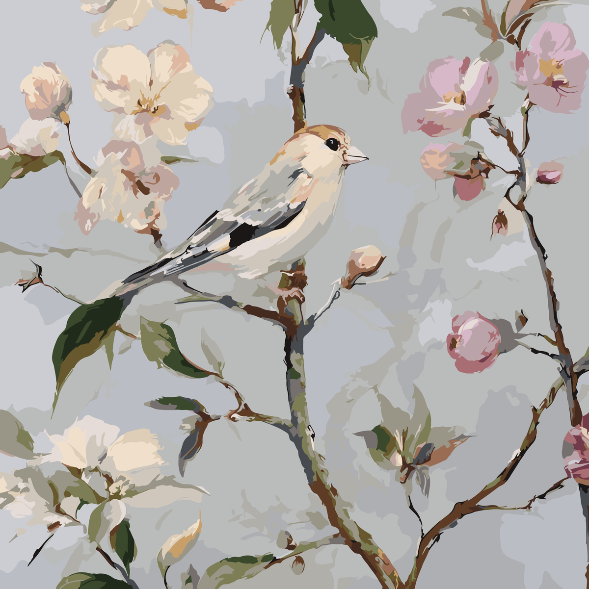Bird with Blossoms - 30x30cm