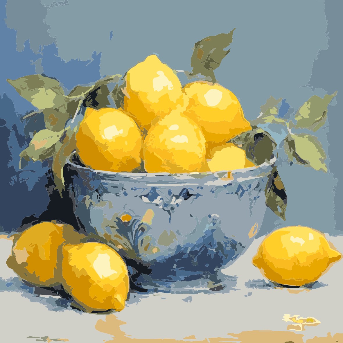Citrus in Blue - 45x45cm