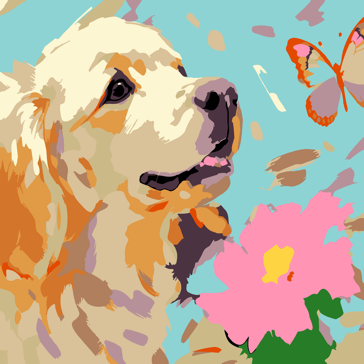 Golden Puppy - 20x20cm