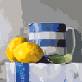 Lemons with Striped Jug - 30x30cm