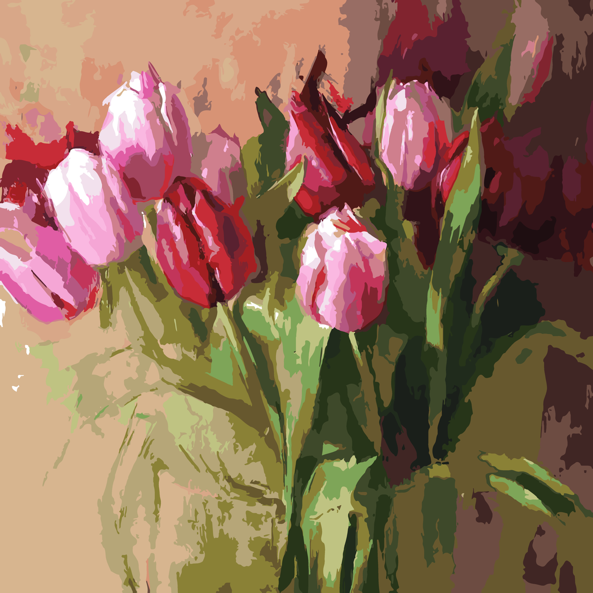 Pink Tulip Bunch - 45x45cm