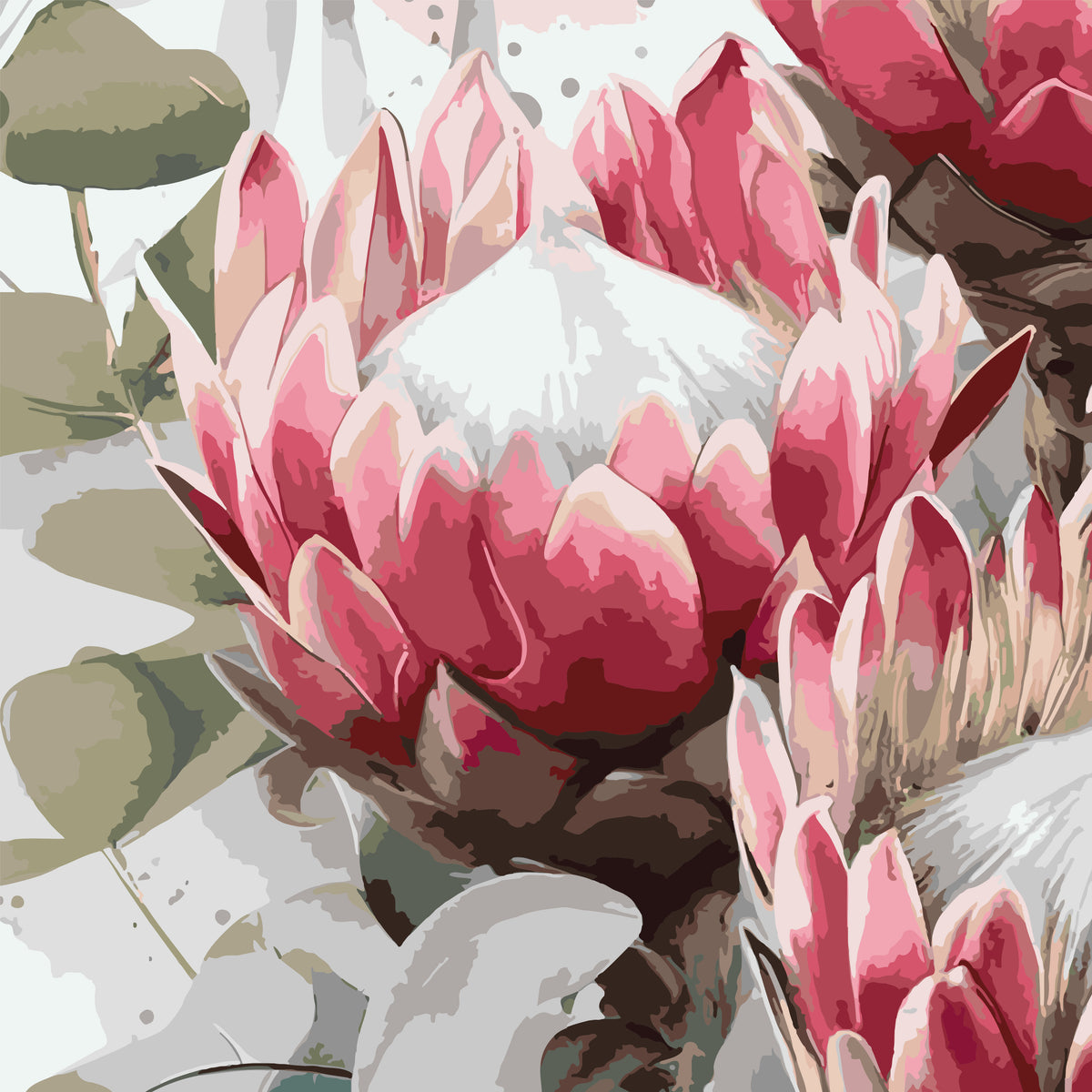 Proteas with Eucalyptus - 30x30xm