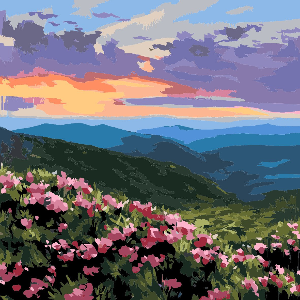 Sunset Hills - 45x45cm