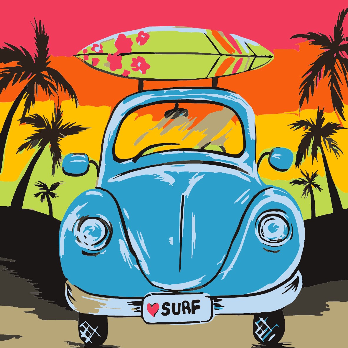 Surf Day - 20x20cm
