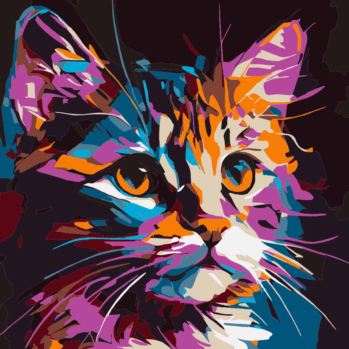 Vibrant Kitten - 20x20cm